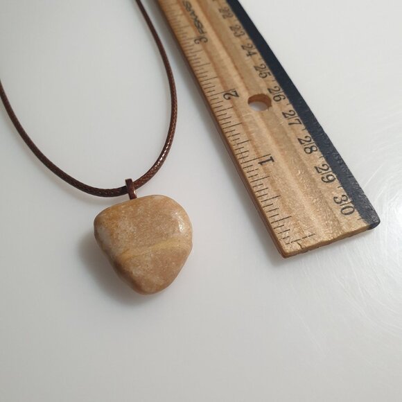 Natural Polished Stone Pendant Necklace Adjustable Earth Boho Jewelry Handmade - Picture 4 of 5